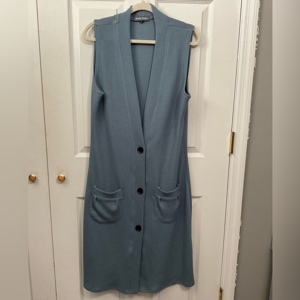 Jamby Styles dress/sleeveless long cardigan. Size L.